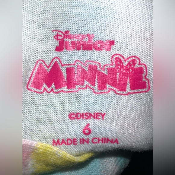 (NWOT) Girls Size 6 Disney Minnie Top w/Hood Tie Dye Multicolor Short Sleeve - Picture 2 of 2